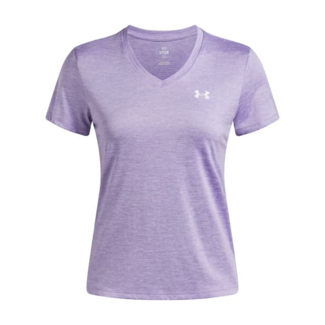 Womens V-neck T-Shirt Under Armour Tech Twist Blanc Female XL