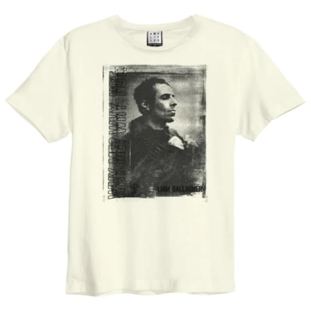 Amplified Amplified Men Why Me Portrait Liam Gallagher Vintage T-Shirt in White Size: Small White S Male 5063470957309