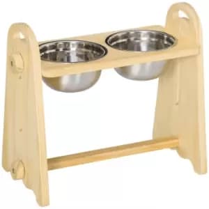 Pawhut Adjustable Raised Dog Bowls w/ Stand and 2 Stainless Steel Bowls