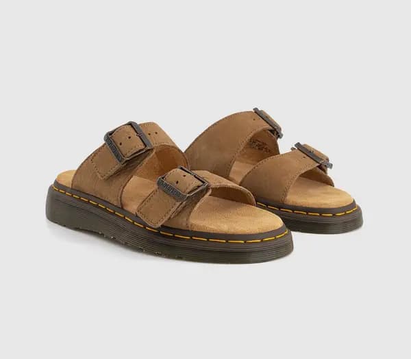 Dr Martens Savannah Tan - Tumbled Josef Nubuck Leather Buckle Slide Sandals Tan Female 3 212719UK