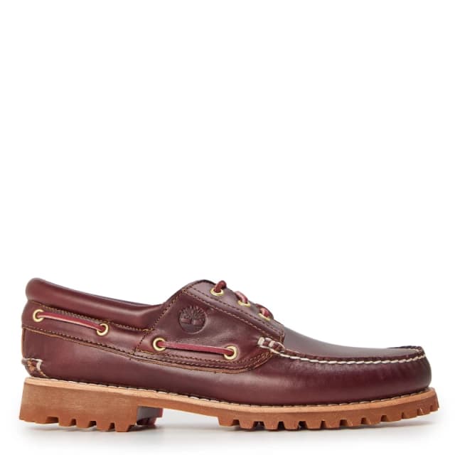 Timberland Mens Authentic 3 Eye Lug Boat Shoes Burgundy Leather Red, 7