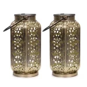Solar Antique Brass Outdoor Lantern