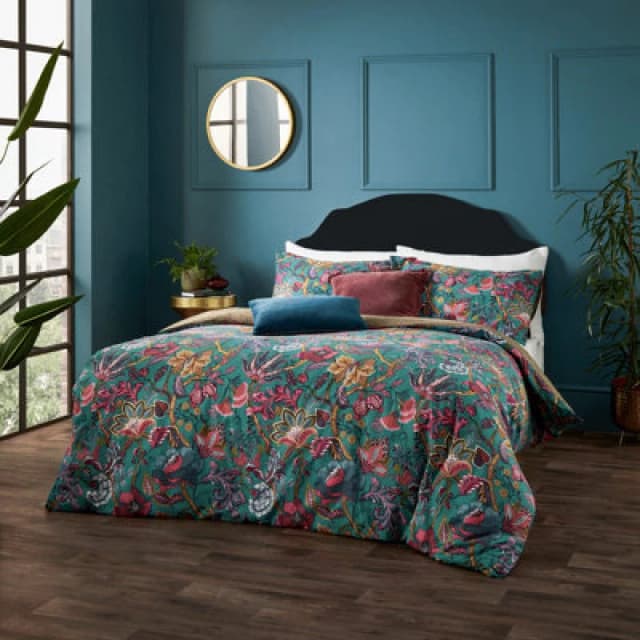Viranai Exotic Floral Duvet Cover Set Lake Blue, Lake Blue / Super King