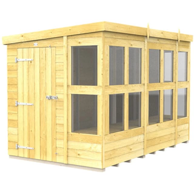 Flat Pack Sheds DIY Sheds 10 x 6 Pent Potting Shed, Brown 10X6PPSFF
