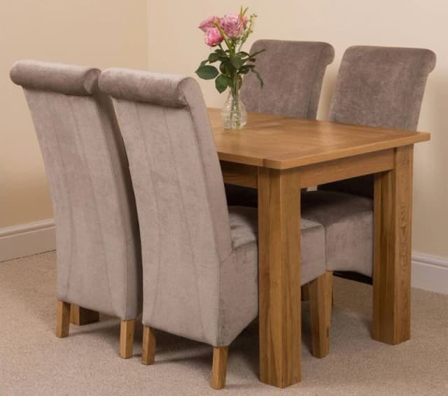 Thats Furniture Hampton 120-160cm Oak Extending Dining Table & 4 Montana Fabric Chairs in Grey Grey Unisex