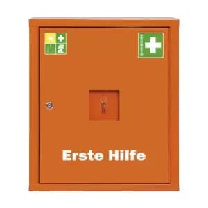 SOHNGEN First aid cupboard, DIN 13169, single door, signal orange, HxWxD 560 x 490 x 200 mm, without contents