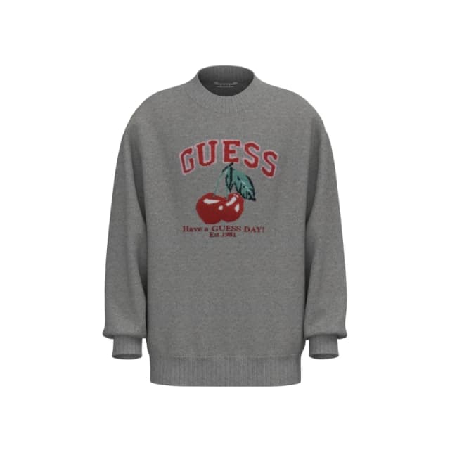 Guess Kids Cherry Crew Neck Jumper Heather H9C9 female 8 Yrs