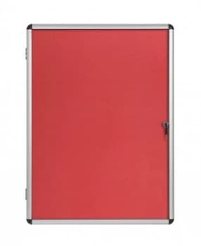 Bi-Office Enclore Red Felt Lockable Noticeboard 9xA4
