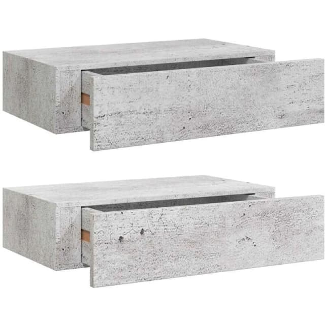 VIDAXL Vidaxl - Wall Drawer Shelves 2 pcs Concrete Grey 40x23.5x10cm mdf 8720286418772