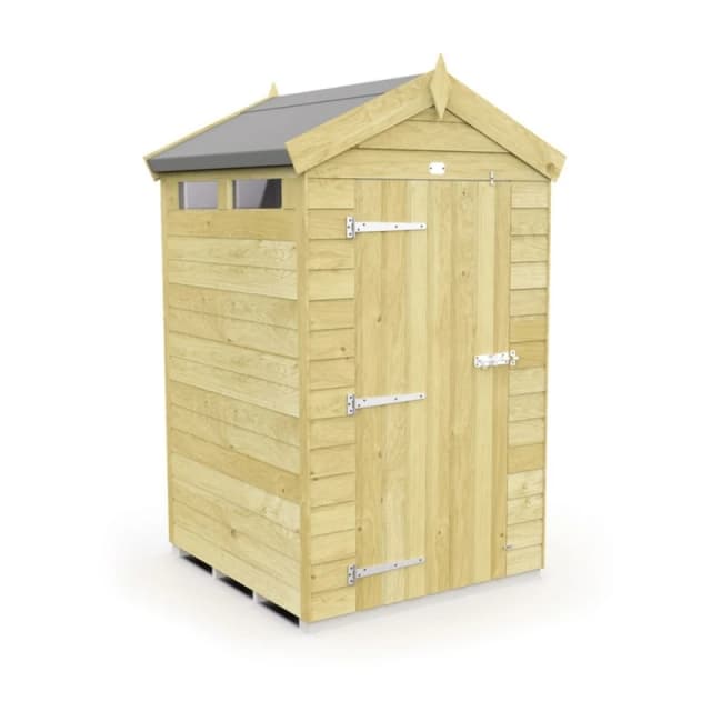 Buttercup Farm 4 x 4 Feet Apex Security Shed - Single Door - L127 x W118 x H217cm in Brown Brown Unisex