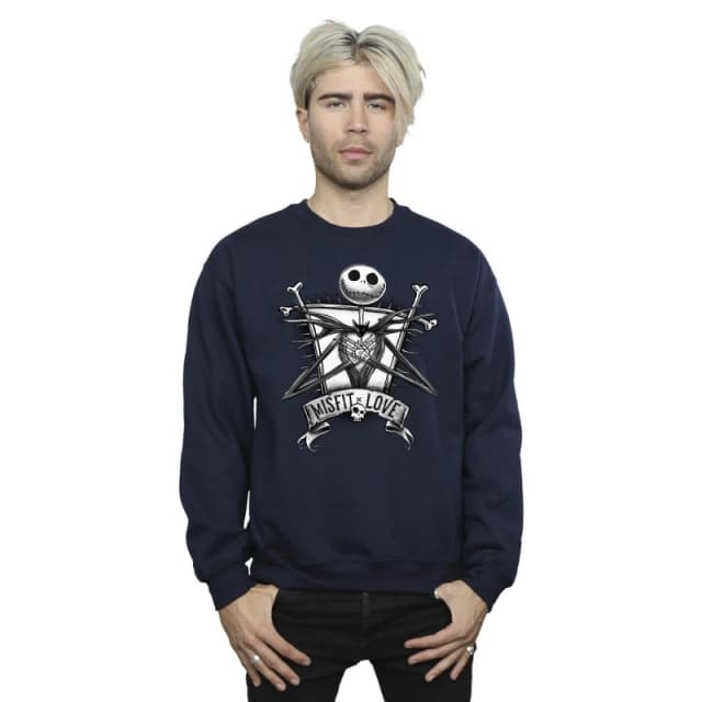Disney Men The Nightmare Before Christmas Misfits Love Sweatshirt in Navy Size: Small Navy S Male 5063153522510