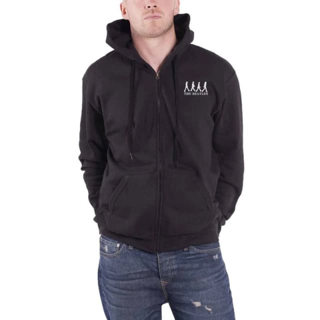 The Beatles Mens Abbey Road Full Zip Hoodie in Black Size: Large Black Male L