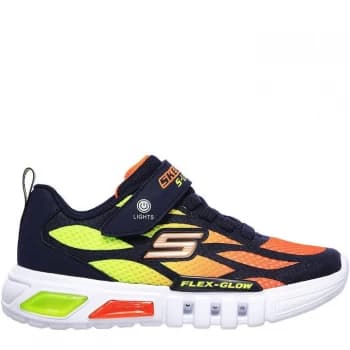 Skechers FlexGlow Light Up Trainers - Navy/Orange