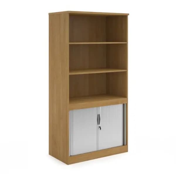 Systems Systems combination unit with tambour doors and open top 2000mm high with 2 shelves - oak Oak TO20O
