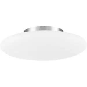 Netlighting Merano Jackson 60cm Flush Ceiling Light Opal Glass, Matt White Metal