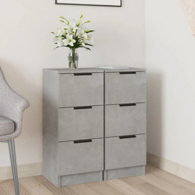 VIDAXL Sideboards 2 pcs Concrete Grey 30x30x70cm Engineered Wood Vidaxl 8720287078746