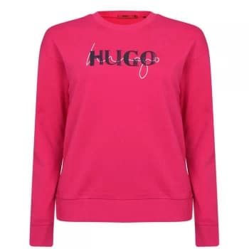 Hugo Boss Double Logo Crew Neck Sweatshirt Bright Pink Size L Men
