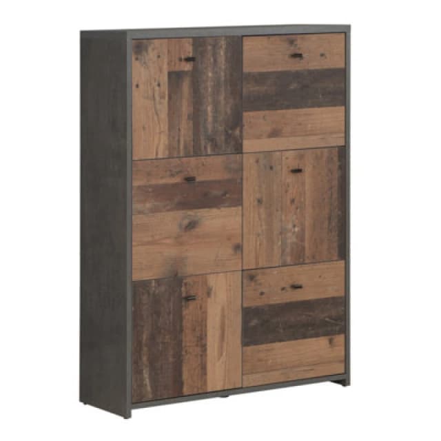Furniture To Go Best Chest Storage Cabinet With 6 Doors In Concrete Optic Dark Grey/old - Wood Vintage