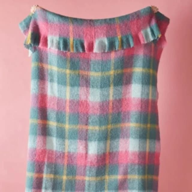 Bluebellgray Highland Check 130cm x 170cm Throw Teal Pink