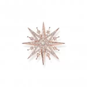 Sterling Silver Rose Gold Plated Pink White Stones Star Brooch X0281-578-14