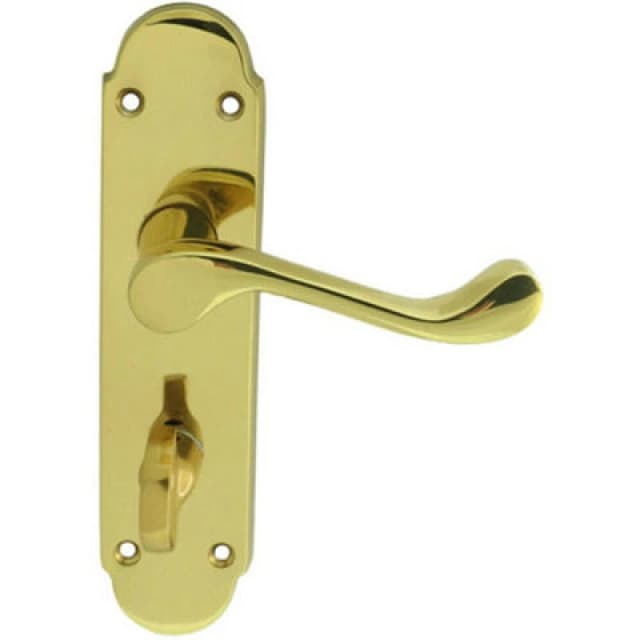 Loops PAIR Victorian Upturned Lever on Bathroom Backplate 170 x 42mm Polished Brass Metallics