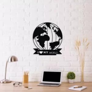 I Love My World Black Decorative Metal Wall Accessory