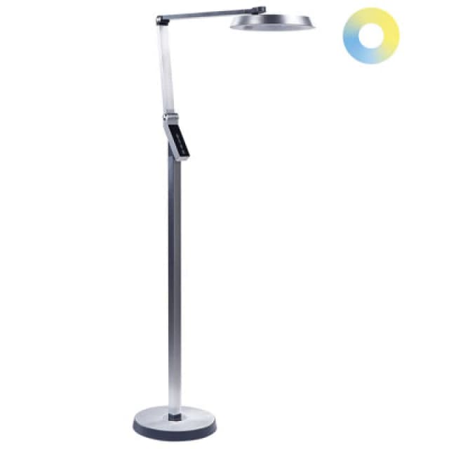 Beliani LED Floor Lamp Carina With Dimmer Metal Silver