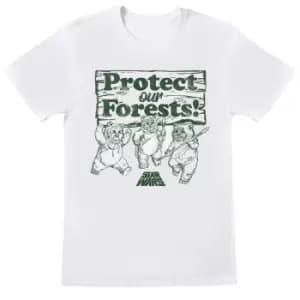 Star Wars Mens Protect Our Forests Ewok T-Shirt (XXL) (White)