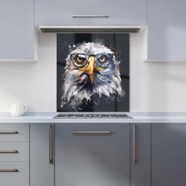 Warren Reed - Designer Eagle In Glasses Splashart Kitchen Splashback W600Mm X H650Mm, Multi WR00902-P451