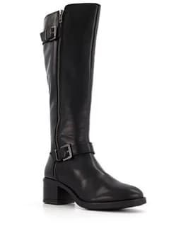 Dune London Tarrow Leather Knee High Boots - Black, Size 3, Women