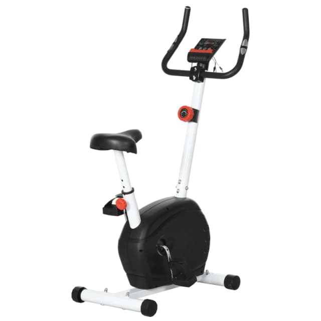SPORTNOW Magnetic Exercise Bike with 8-Level Resistance and Wheels - White TJ Hughes 5056725595159