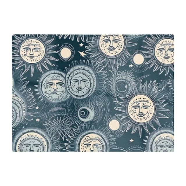 Warren Reed Designer Silver Blue Moon And Stars Glass Chopping Board