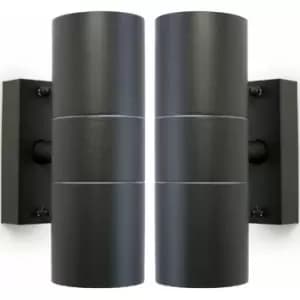 Loops - 2 pack GU10 Anthracite Up & Down Wall Lights Outdoor Twin Dimming Lamp Fitting