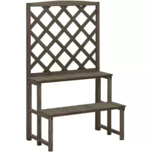 Vidaxl - Plant Stand with Trellis Grey 70x42x115cm Solid Fir Wood Grey