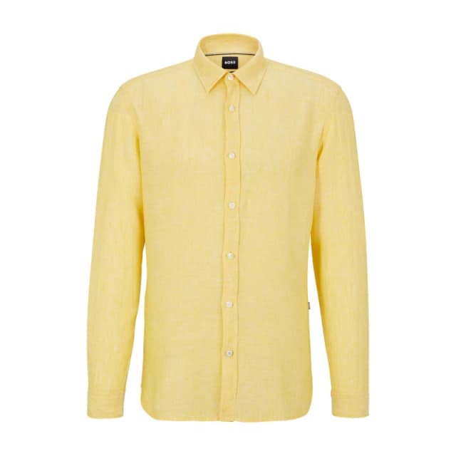 Boss Mens Liam Long Sleeve Plain Shirt Bright Yellow male 2XL