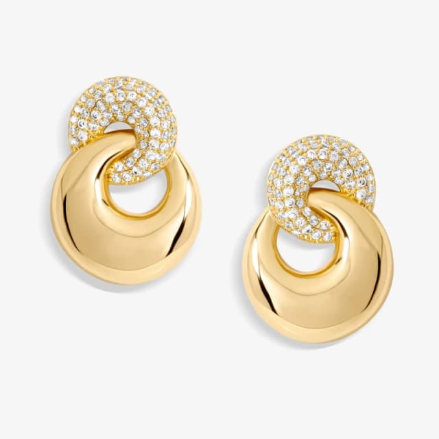 Jon Richard Gold Plated Polished And Pave Circle Drop Earrings Jewellery Sets One Size Gold 72175810000