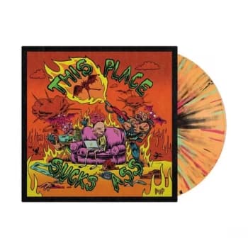 Pup - This Place Sucks Ass Orange with Green, Magenta & Black splatter Vinyl
