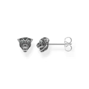 THOMAS SABO Silver Black Cat Stud Earrings