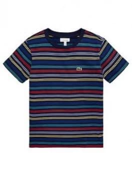 Lacoste Boys Short Sleeve Multi Stripe T-Shirt - Navy