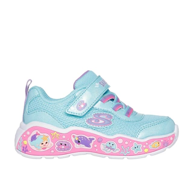 Skechers Gore & Strap Thematic Wrap Sneaker Runners Girls Blue/Pink female C6 (23)