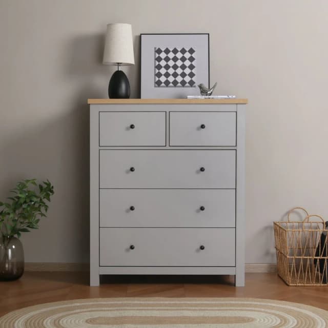 Home Garden Direct Wiltshire 5 Drawer Chest - Grey Grey Unisex