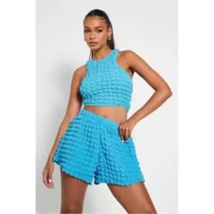 I Saw It First Blue Bubble Fabric Flippy Mini Short - Blue
