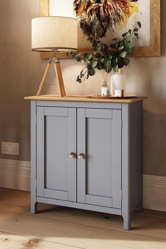 FWStyle FWStyle Painted Oak 2 Door Compact Sideboard - Dove Grey Grey One Size Unisex 5056413117724