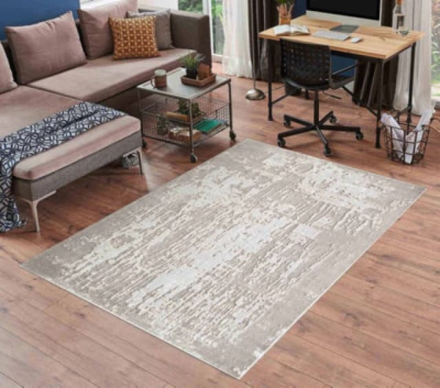 Serenity Modern Abstract Abrasion Contemporary Area Rugs Stone 60X220 Cm