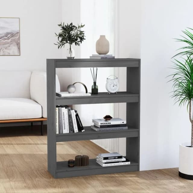 VIDAXL Vidaxl - Book Cabinet/Room Divider Grey 80x30x103.5cm Solid Wood Pine 8720286608906