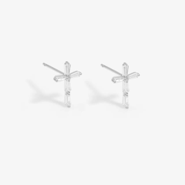 Simply Silver Sterling Silver 925 CZ Fine Cross Studs Jewellery Sets One Size Silver 39789211000