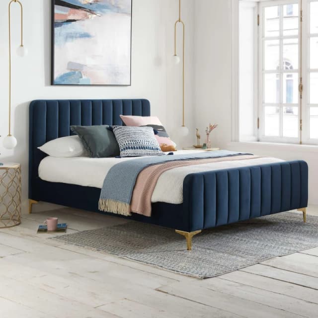 Birlea Beauly 5ft King Size Blue Velvet Fabric Bed Frame