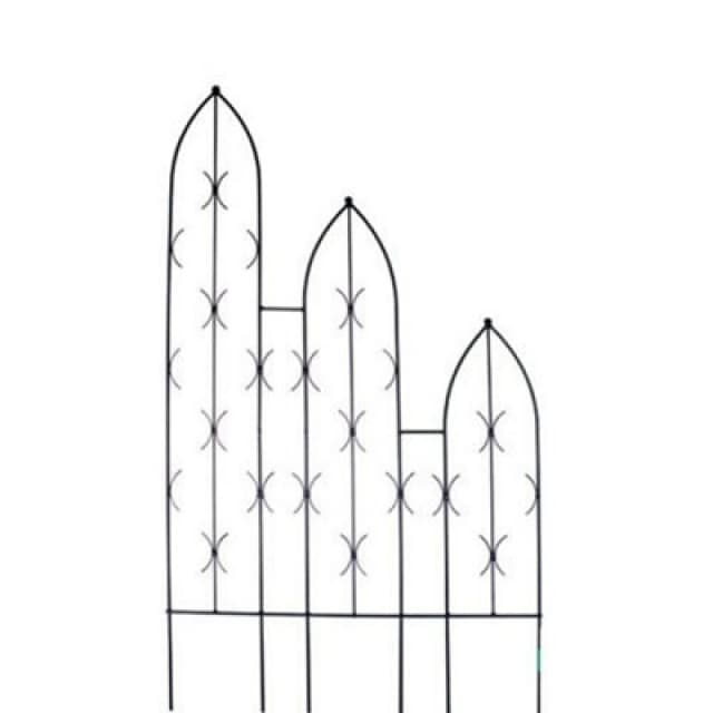 Poppy Forge Triple Slope Gothic Screen - Decorative Garden Screen, Plant Support - Solid Steel - W91.4 X H180 Cm - Black