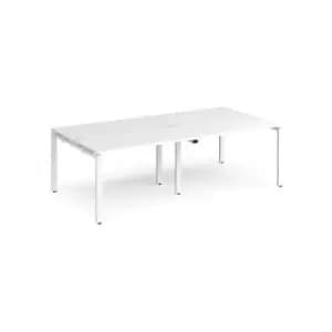 Bench Desk 4 Person Rectangular Desks 2400mm White Tops With White Frames 1200mm Depth Adapt