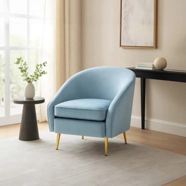 Orsina Aqua Blue Velvet Arm Chair, Luxury Velvet Upholstered Accent Chair, Comfortable Armchair For Home